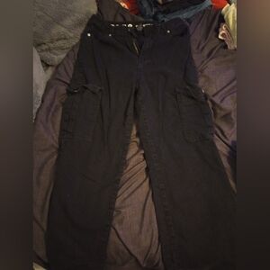 Black baggy cargo jeans